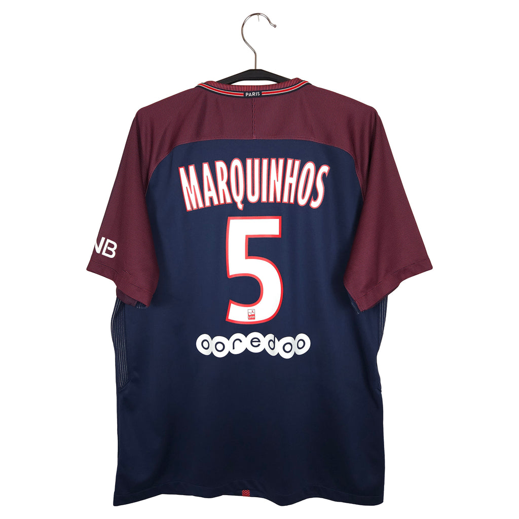 2017-18 Paris Saint-Germain Home Shirt Marquinhos #5 - back view