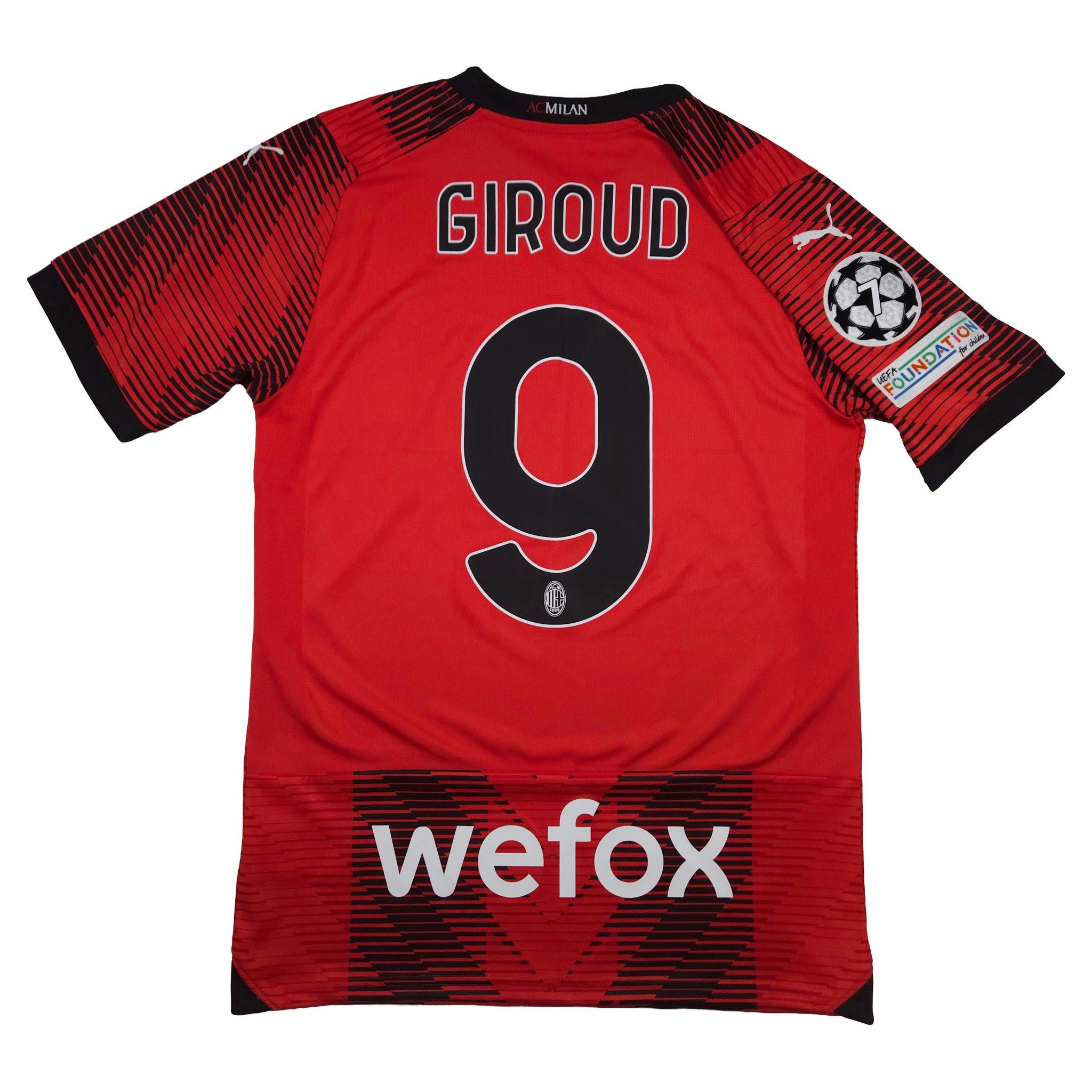 AC Milan Home Shirt 2023-24 – Giroud #9 back view