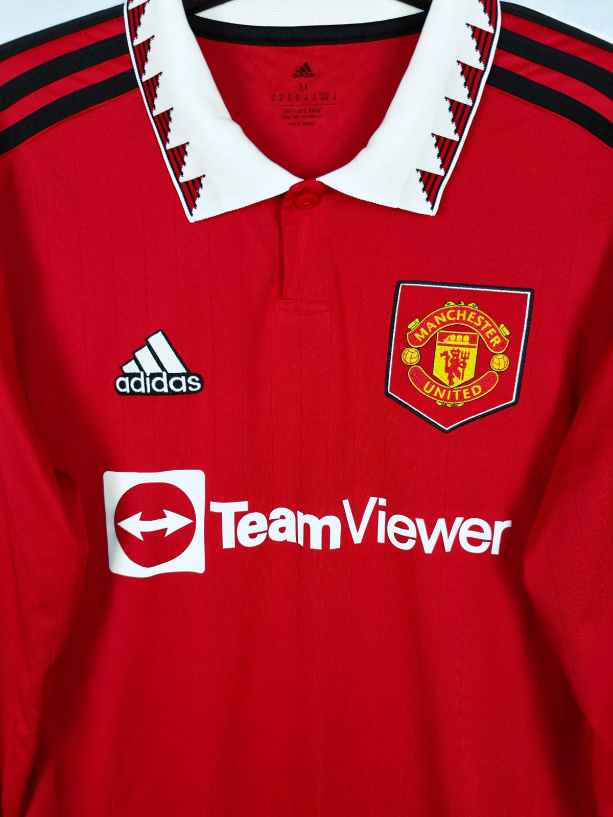 2022-23 Manchester United thuisshirt (LS) - detailfoto