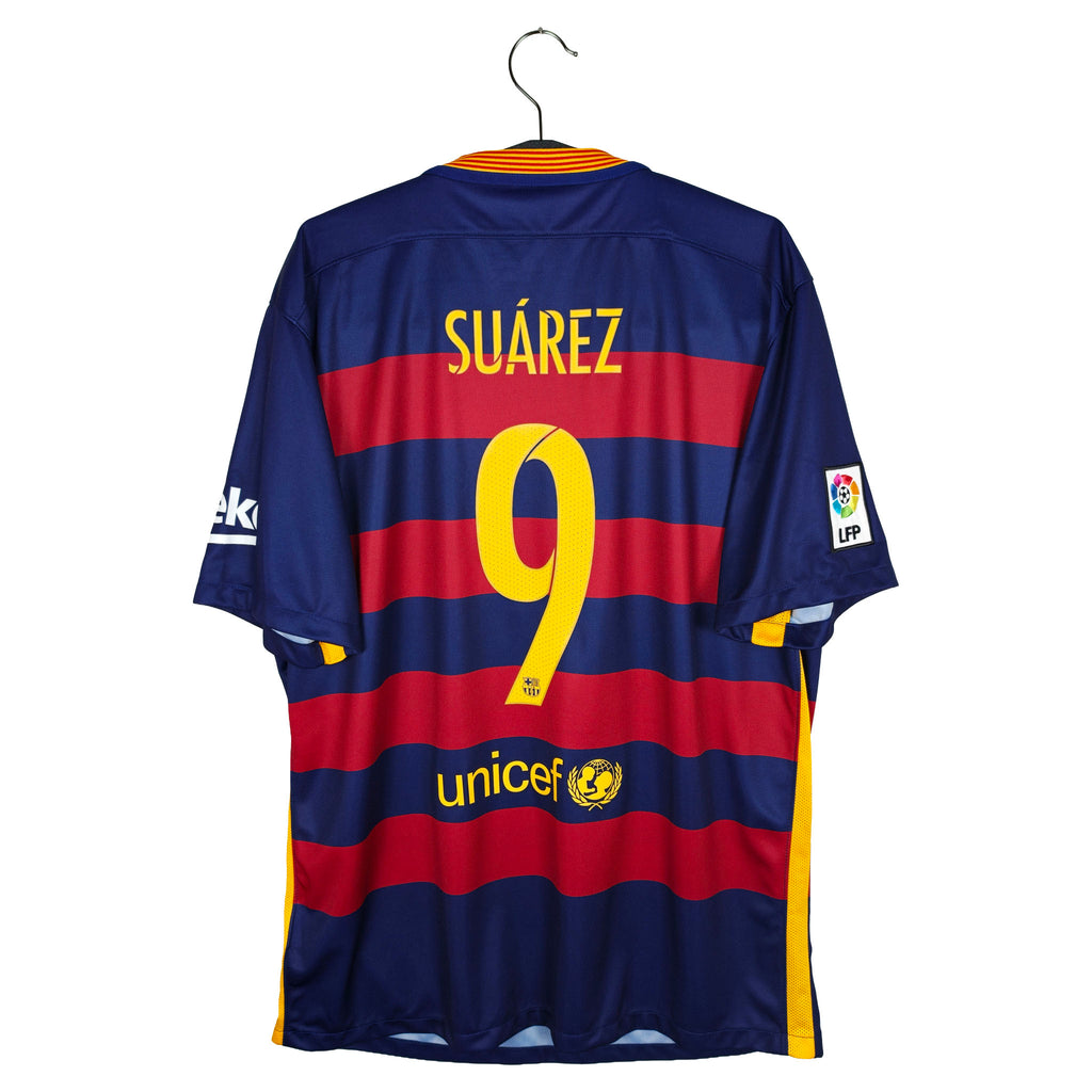 2015-16 Barcelona thuisshirt Suárez #9 - achterkant