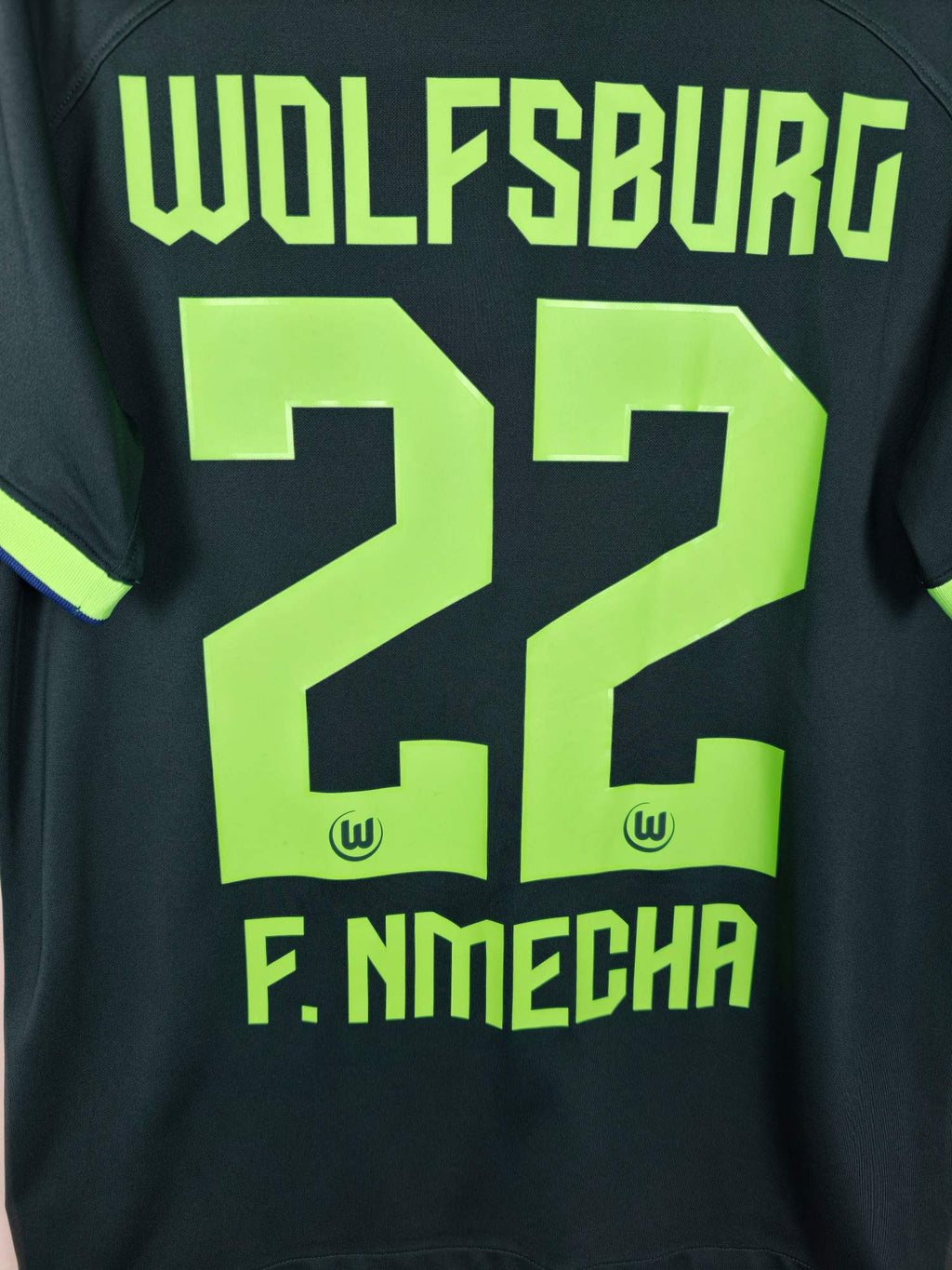 2022-23 Wolfsburg Away Shirt F. Nmecha #22 - detailed view