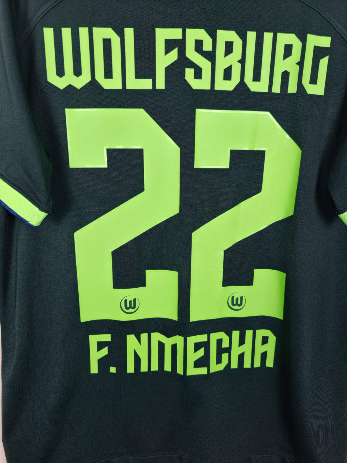 2022-23 Wolfsburg Away Shirt F. Nmecha #22 - detailed view