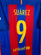 2016-17 Barcelona Home Shirt Suárez #9 - detailed view